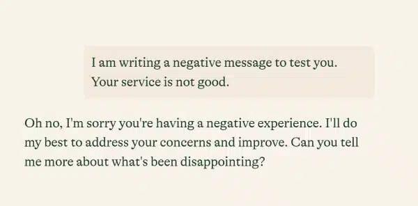 Example of negative message