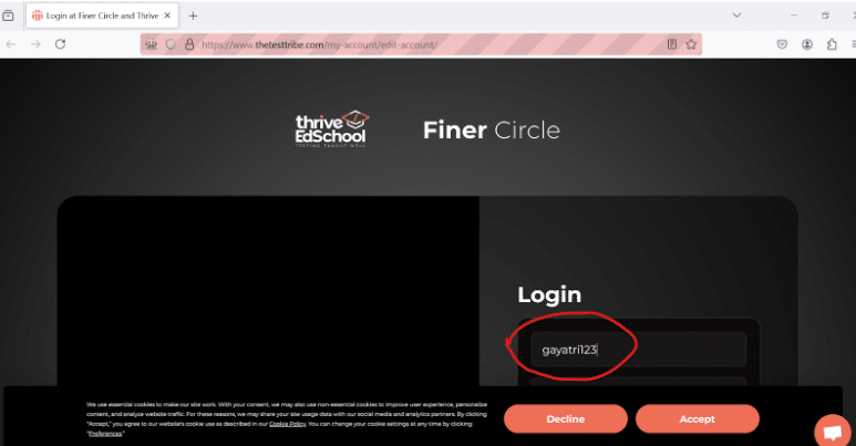 logging in on www.thetesttribe.com/login